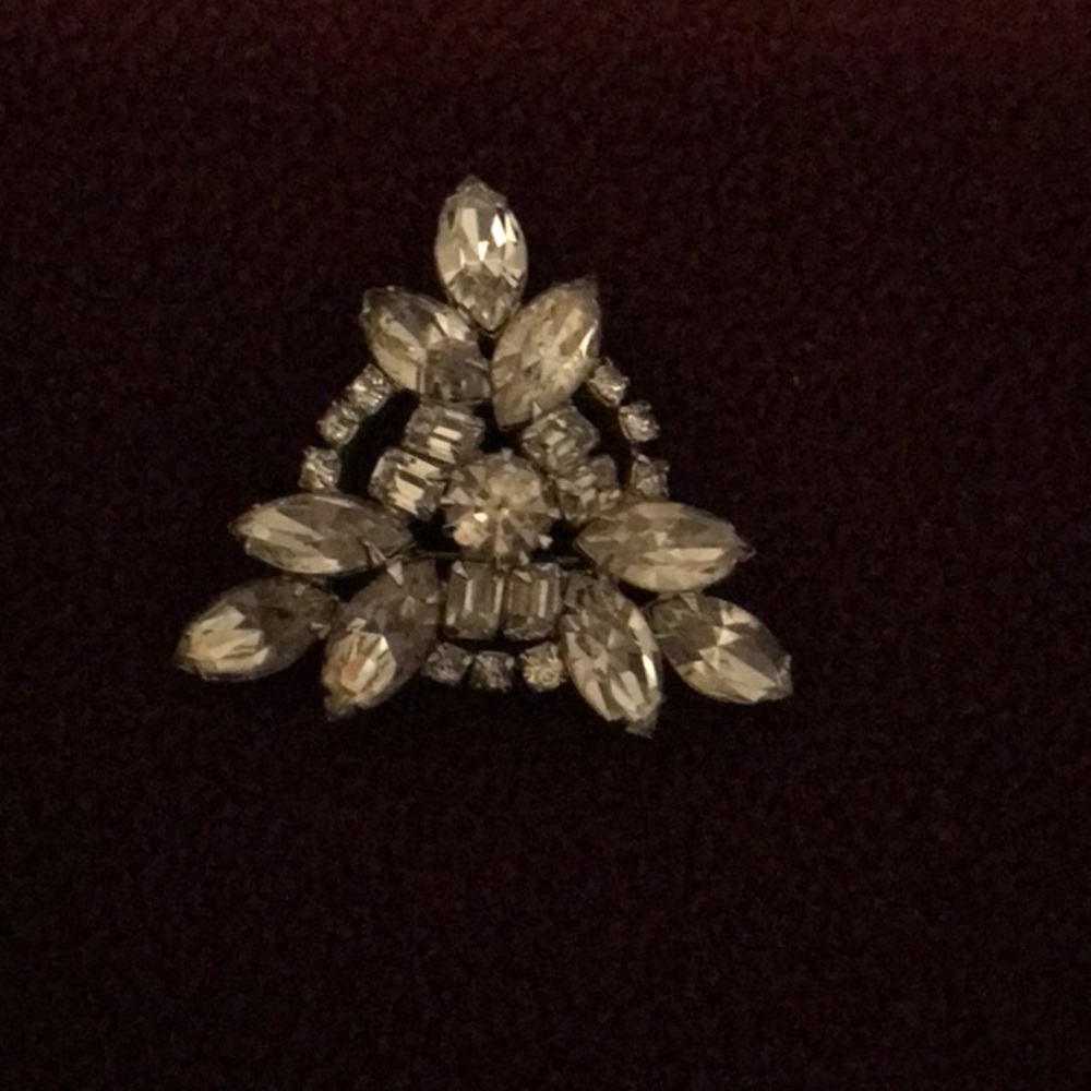 Vintage Rhinestone Triangular Brooch - image 2